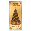 1/10 gram Gold Aurum Note - Merry Christmas - Tree, 24K