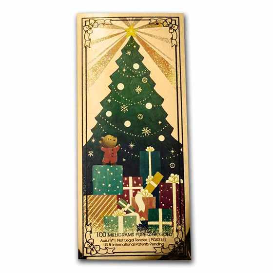 1/10 gram Gold Aurum Note - Merry Christmas Tree, 24K