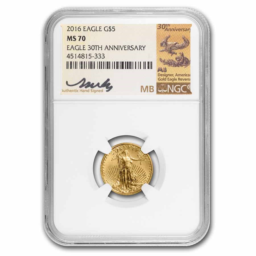 1/10 oz American Gold Eagle MS-70 NGC (Random Year/Signature)