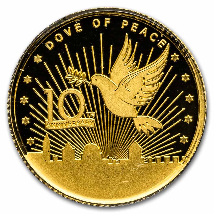 1/10 oz Gold Round - Holy Land Mint Dove of Peace (2024,10th Ann)