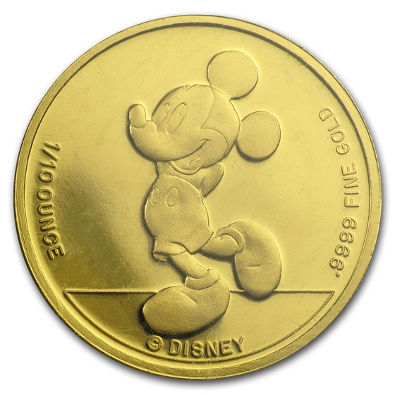 Buy 1/10 oz Gold Round Mickey Mouse (Original Packaging) APMEX