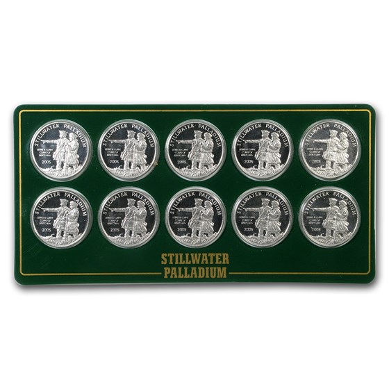 1/10 oz Palladium Round - Johnson Matthey Lewis & Clark (10 Pack)