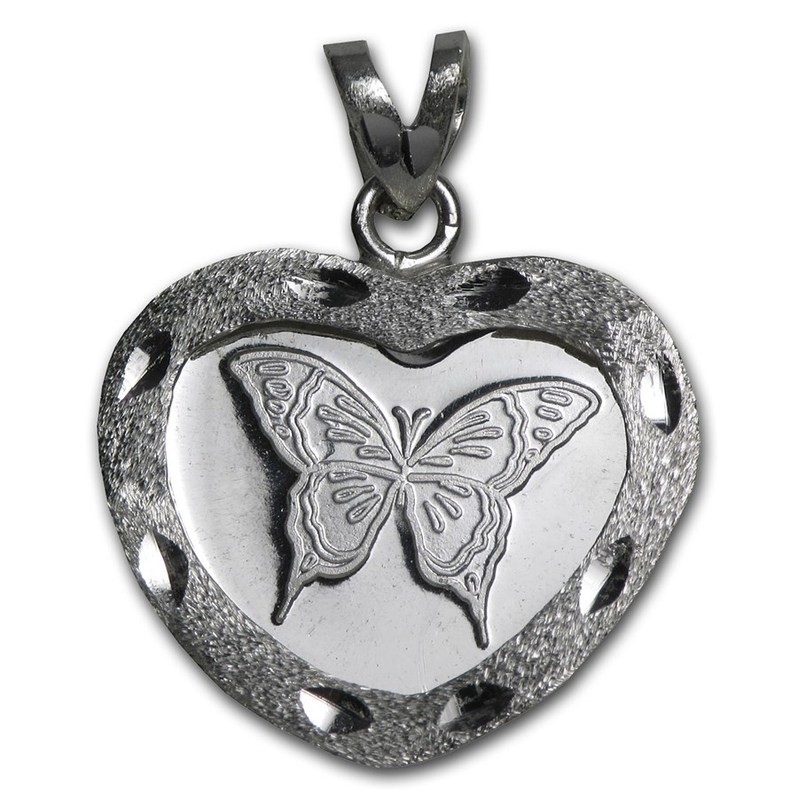 LARGE BUTTERFLY SILVER PENDANT DIAMOND NECKLACE