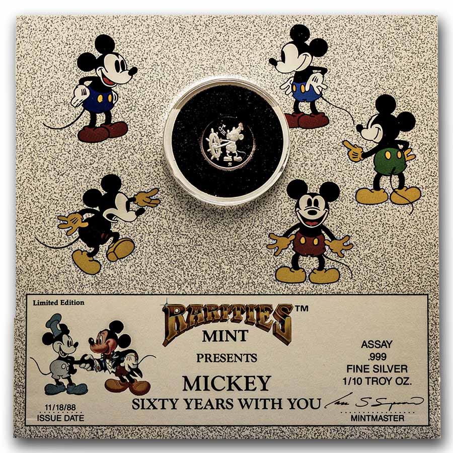 1/10 oz Silver Round - 1987 Mickey 60 Years With You (Rarities)