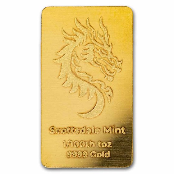 1/100 oz Gold Bar - Cowboy - Scottsdale Mint