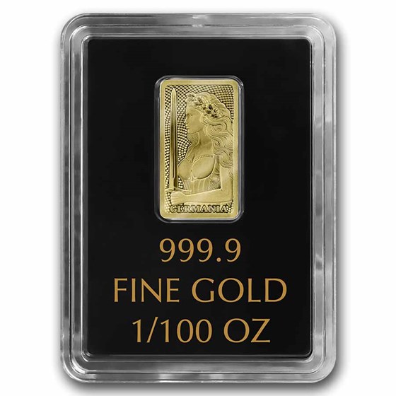 1/100 oz Gold Bar - Germania Mint (In Capsule)