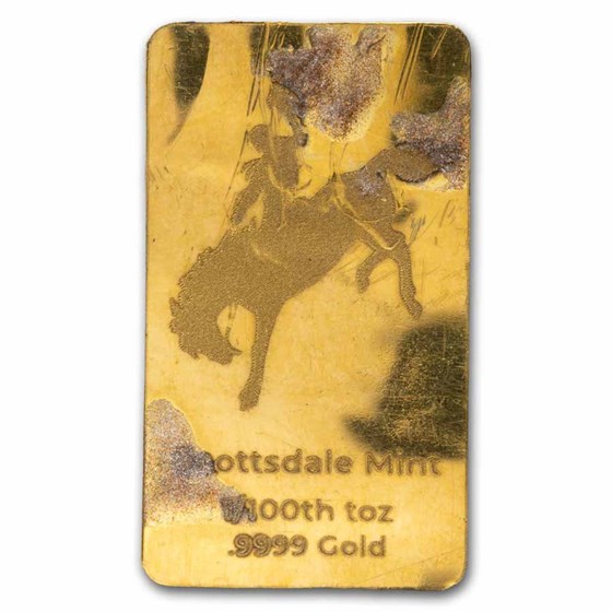 1/100 oz Gold Bar - Scottsdale Mint - Damaged