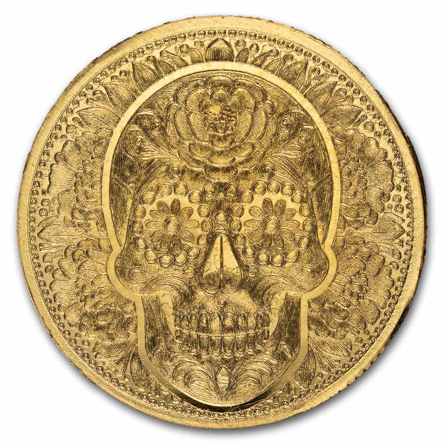 Day of the Dead Rose Skull 金 NGC MS70古銭 1-100-oz-gold-round-day-of-the