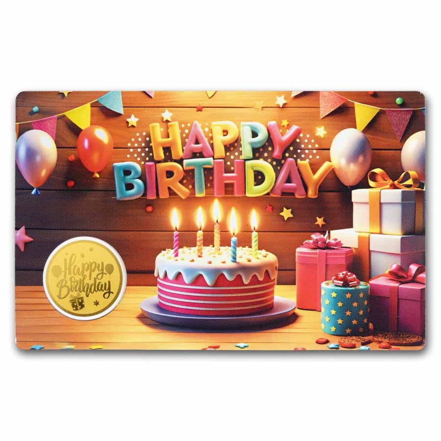 1/1000 oz Gold Round - Happy Birthday Cake (Coin Card, In Assay)