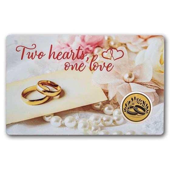 1/1000 oz Gold Round - Two Hearts Wedding (In Assay)