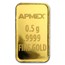 1/2 gram Gold Bar - APMEX (w/Candy Cane Stripes Card, In TEP)