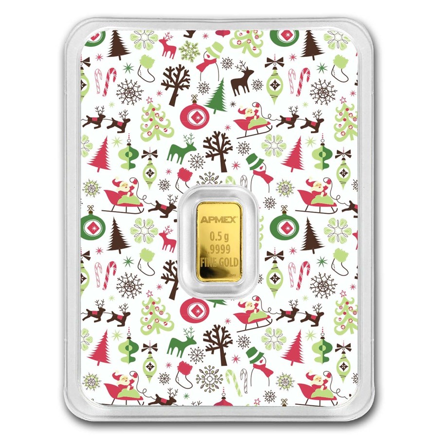 1/2 gram Gold Bar - APMEX (w/Christmas Collage Card, In TEP)