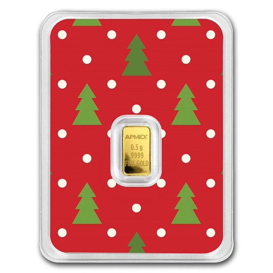 1/2 gram Gold Bar - APMEX (w/Christmas Trees Card, In TEP)