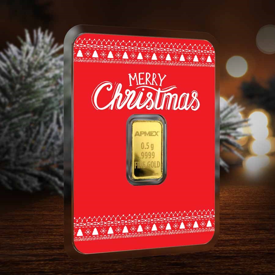 1/2 gram Gold Bar - APMEX (w/Red Merry Christmas Card, In TEP)