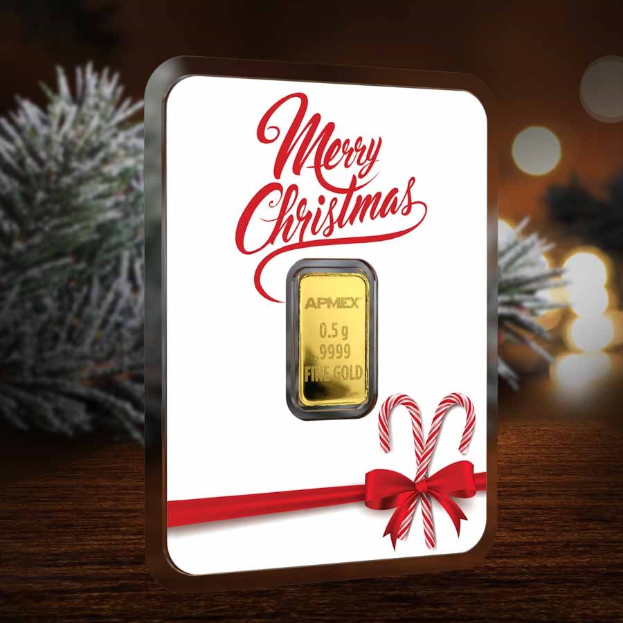 1/2 gram Gold Bar - APMEX (w/White Merry Christmas Card, In TEP)
