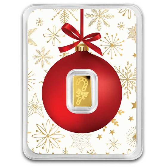 1/2 gram Gold Bar - Candy Cane (w/Red Ornament Card, In TEP) 1/2 gram Gold Bar - Candy Cane (w/Red Ornament Card, In TEP)