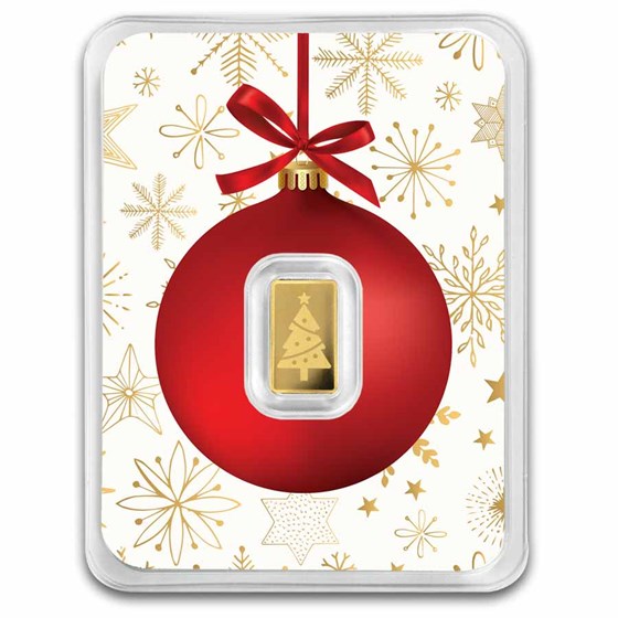 1/2 gram Gold Bar - Christmas Tree (w/Red Ornament Card, In TEP) 1/2 gram Gold Bar - Christmas Tree (w/Red Ornament Card, In TEP)