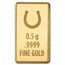 1/2 gram Gold Bar - Half Gram of Luck (Green Lucky Clover Card)