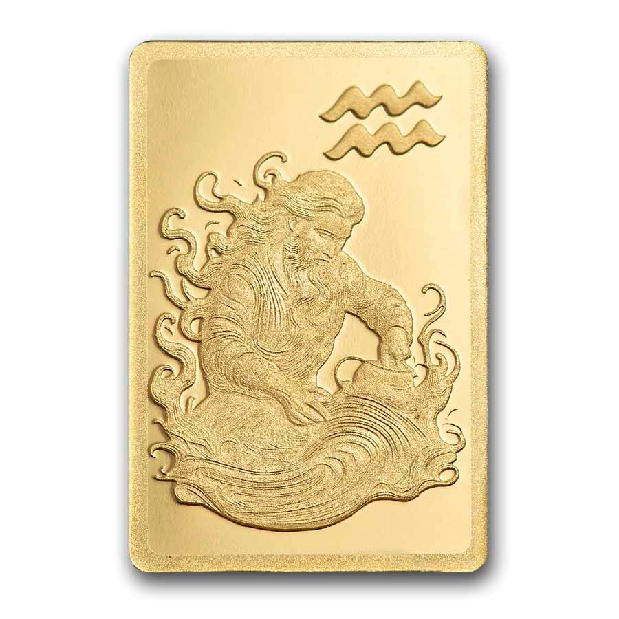 1/2 gram Gold Bar - PAMP Suisse Zodiacs: Aquarius