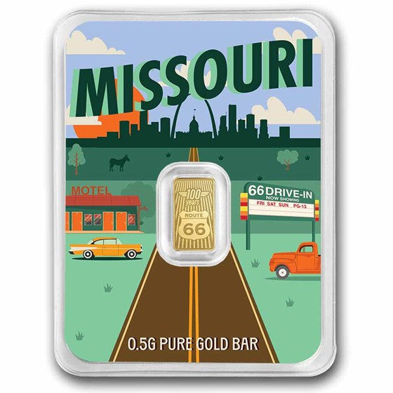 1/2 gram Gold Bar - Route 66 (Missouri TEP)