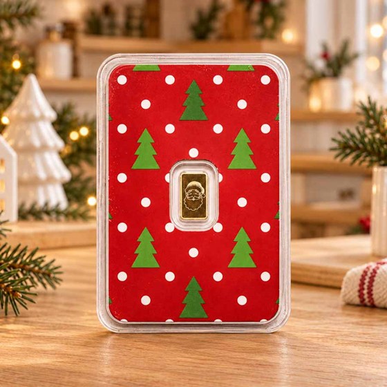 Tree Of Gold 1/2 gram Gold Bar - Santa (w/Christmas Trees Card, In TEP)