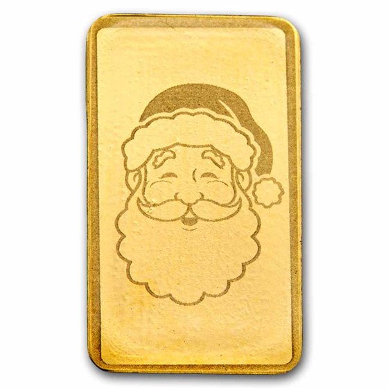 1/2 gram Gold Bar - Santa (w/Christmas Trees Card, In TEP)