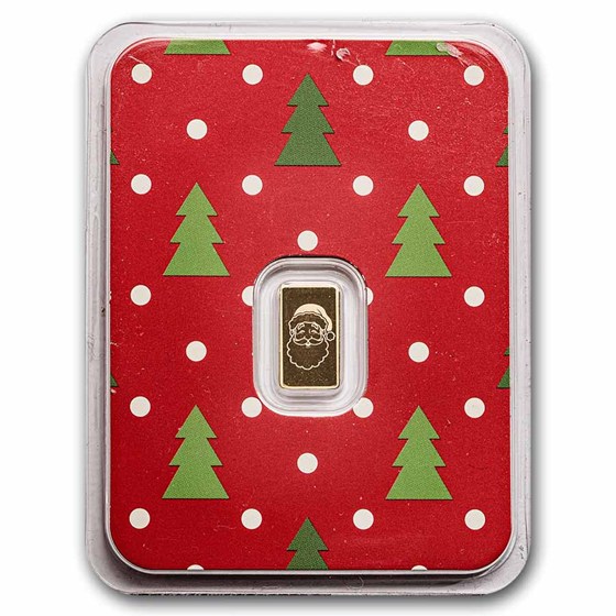 1/2 gram Gold Bar - Santa (w/Christmas Trees Card, In TEP)