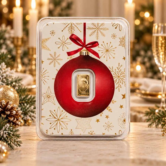 1/2 gram Gold Bar - Santa (w/Red Ornament Card, In TEP)