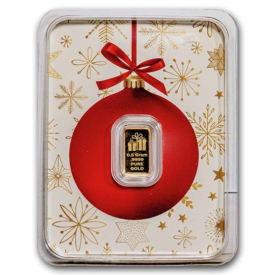 1/2 gram Gold Bar - Santa (w/Red Ornament Card, In TEP)