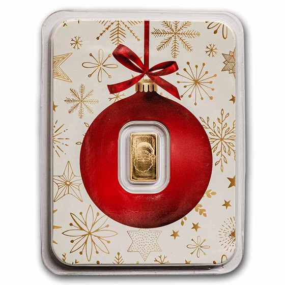 1/2 gram Gold Bar - Santa (w/Red Ornament Card, In TEP)