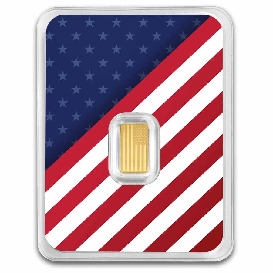 1/2 gram Gold Bar - United States Flag & Statue of Liberty