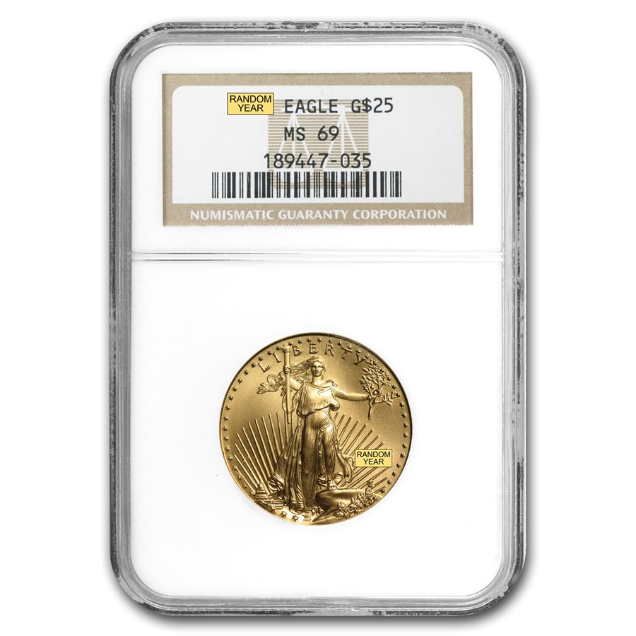 1/2 oz American Gold Eagle MS-69 NGC (Random Year)