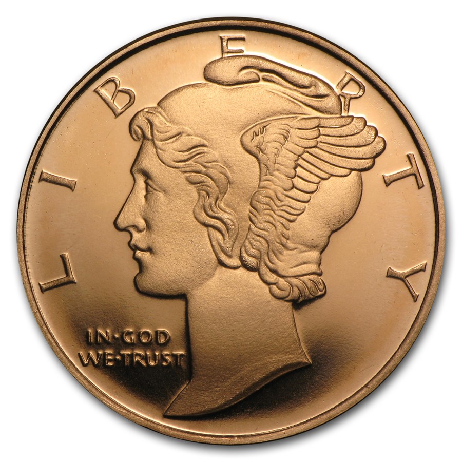 Buy 1/2 oz Copper Round Mercury Dime (20 count tube) APMEX