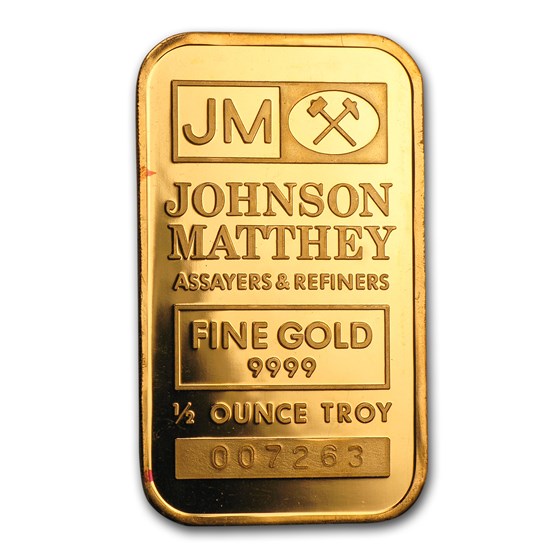 1/2 oz Gold Bar - Johnson Matthey (Logo Reverse) 1/2 oz Gold Bar - Johnson Matthey (Logo Reverse)
