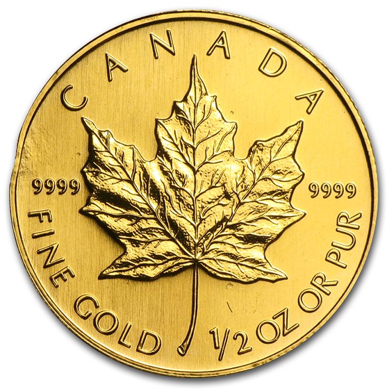 1/2 oz Gold Canadian Maple Leaf (Abrasions)