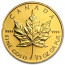 1/2 oz Gold Canadian Maple Leaf (Abrasions)