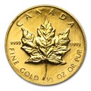 1/2 oz Gold Canadian Maple Leaf (Random Year, lightly scratched)