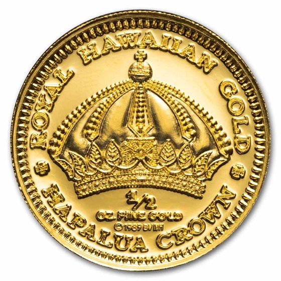 1/2 oz Gold Round - 1989 Liliuokalani Hawaii Proof Gold 1/2 oz Gold Round - 1989 Liliuokalani Hawaii Proof Gold