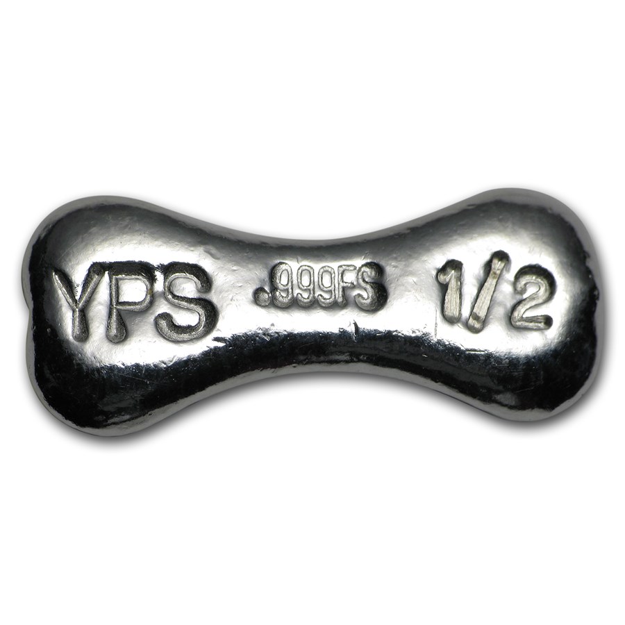 1/2 oz Hand Poured Silver Dog Bone