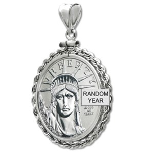 1/2 oz Platinum Eagle White Gold Pendant (Rope-ScrewTop Bezel) 1/2 oz Platinum Eagle White Gold Pendant (Rope-ScrewTop Bezel)