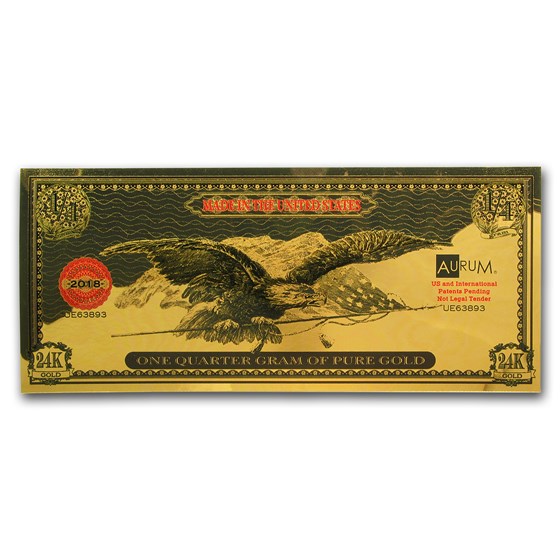 1/4 gram Gold Aurum Note - Eagle & Flag Design (Random Year)