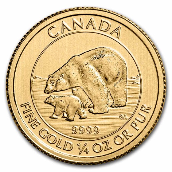 1/4 oz Gold $10 Canadian BU (Random Year, Abrasions)