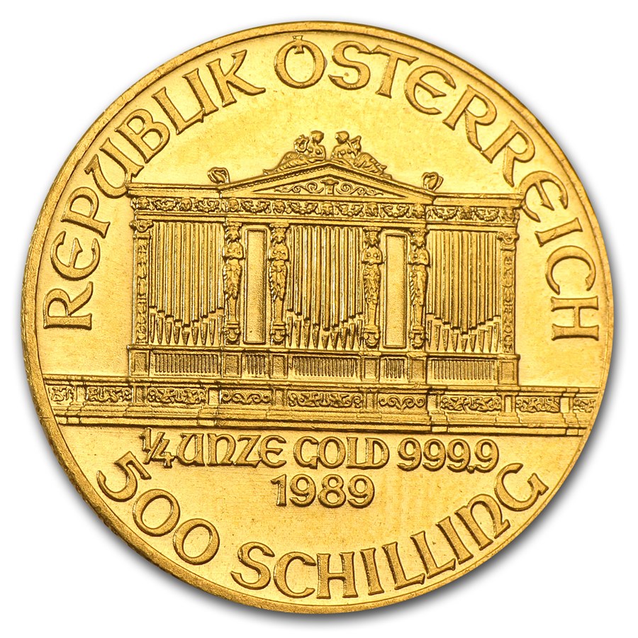 1/4 oz Gold Austrian Philharmonic (Random, Abrasions)