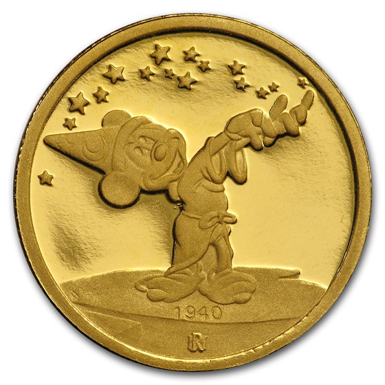 1/4 oz Gold Round - Walt Disney (Mickey, Sorcerer’s Apprentice) 1/4 oz Gold Round - Walt Disney (Mickey, Sorcerer’s Apprentice)