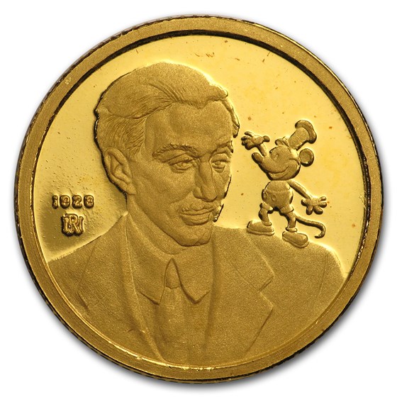 1/4 oz Gold Round - Walt Disney (Mickey & Walt) 1/4 oz Gold Round - Walt Disney (Mickey & Walt)