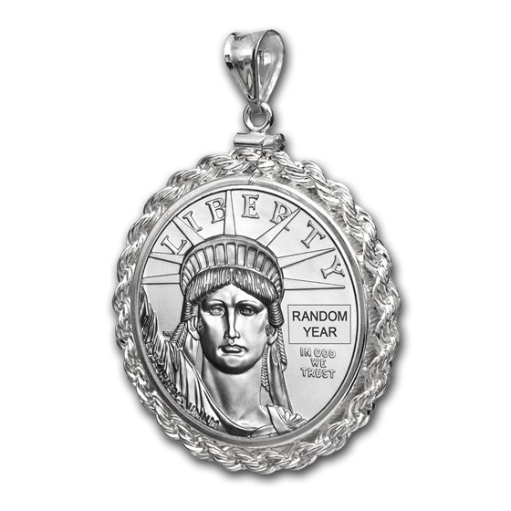 1/4 oz Platinum Eagle White Gold Pendant (Rope-ScrewTop Bezel) 1/4 oz Platinum Eagle White Gold Pendant (Rope-ScrewTop Bezel)
