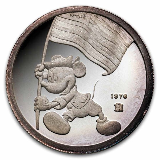 1/4 oz Silver Round - Mickey Mouse 60 Yrs Ambassador of Peace