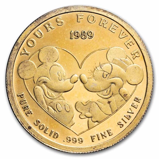 1/4 oz Silver Round- Mickey Mouse (Gold Plated, Yours Forever,RM) 1/4 oz Silver Round- Mickey Mouse (Gold Plated, Yours Forever,RM)