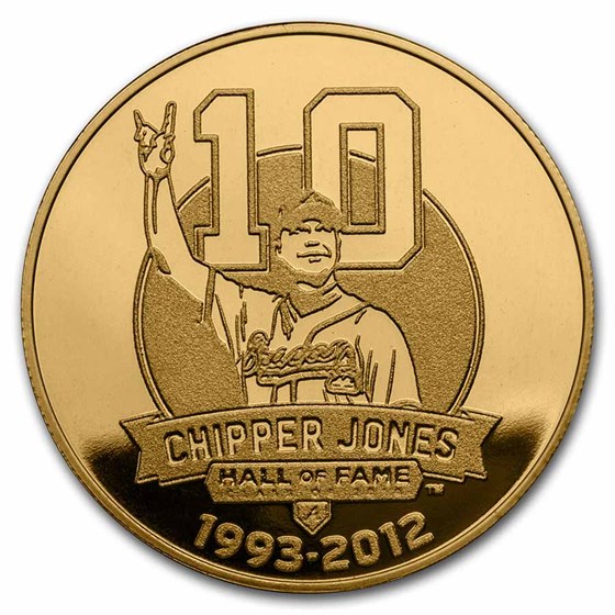 1.5 oz Gold Round - Highland Mint - Chipper Jones HOF 1.5 oz Gold Round - Highland Mint - Chipper Jones HOF