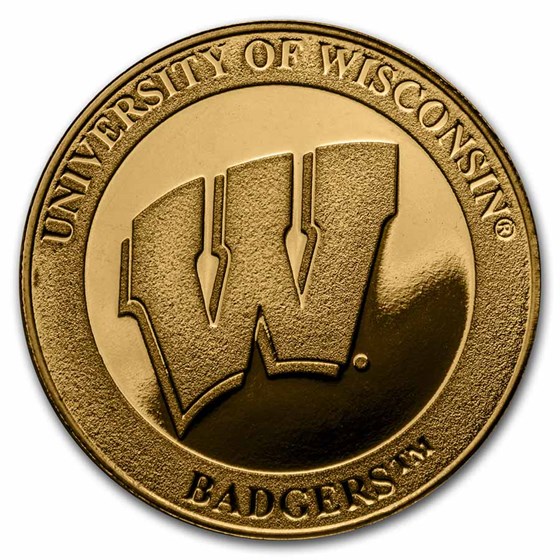1.5 oz Gold Round - Highland Mint - Wisconsin Badgers